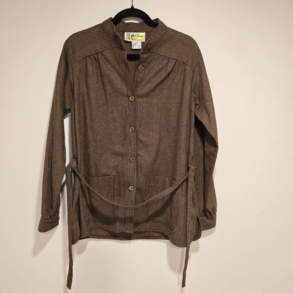 True Vintage 70s Palena Jacket Shacket Wool Blend Button Up Large Womens Brown